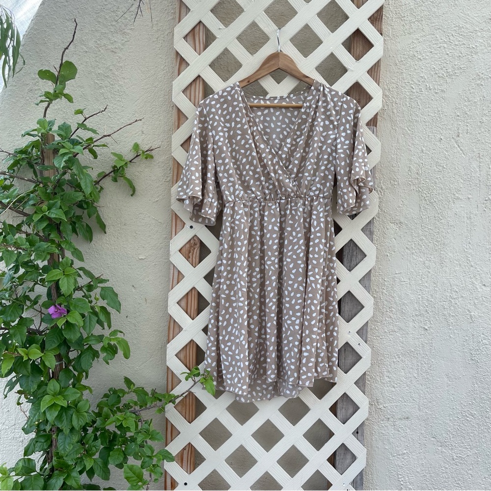 Neutral Boho Mini Dress Womens Size Small